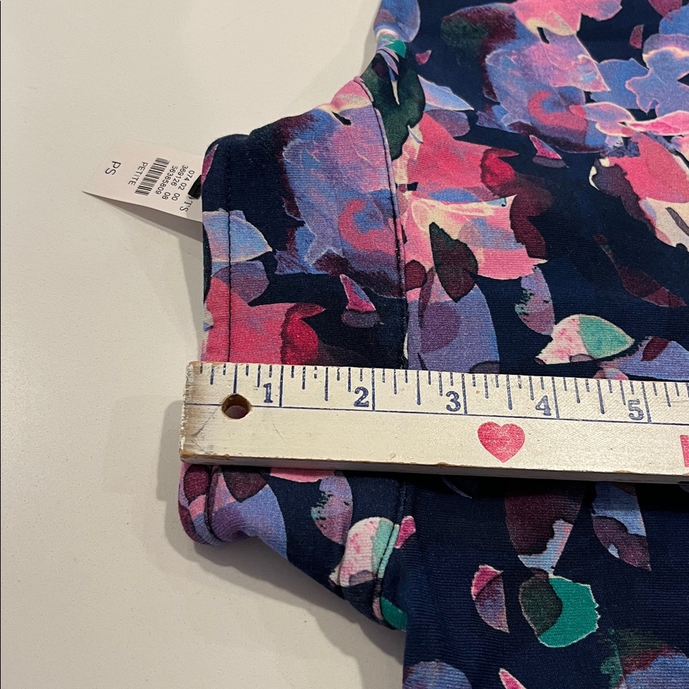 NWT Talbots Navy and Pink Floral Quarter-Zip Pullover. Size Petite Small - Picture 14 of 15